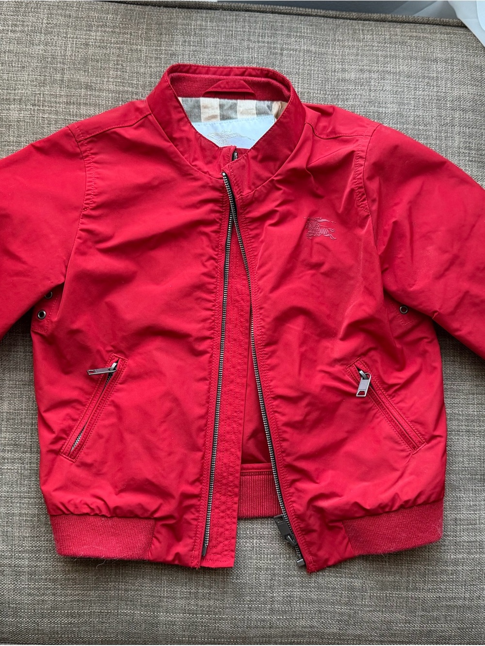 Burberry Kids Red Bomber Jacket 3T